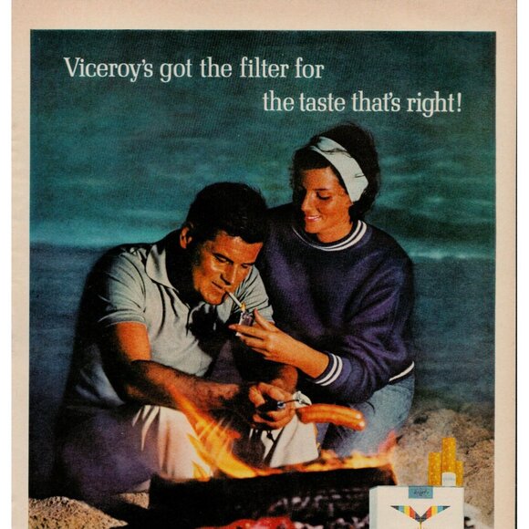 1965 Viceroy Filter Tip cigarettes Vintage Print Ad "Beach Scene" (L21) - Picture 2 of 3